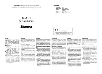trieb Avant-propos Précautions d'utilisation Prólog - Ibanez