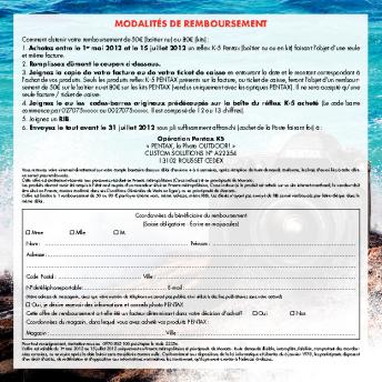 MODALITÉS DE REMBOURSEMENT - Pentax