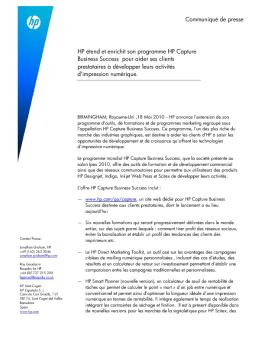 Communiqué de presse HP étend et enrichit son programme HP ...