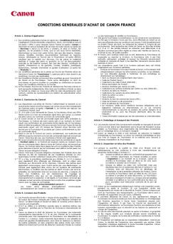 conditions generales d'achat de canon france - Canon Europe