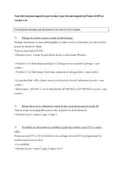 Traduction des nouvelles fonctions apportes par le firmware de mise ...
