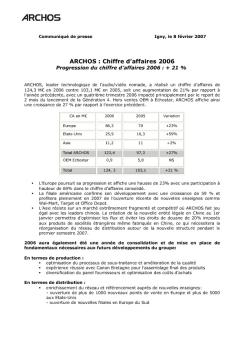 Chiffre d'affaires 2006