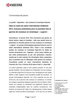 Communiqué de presse (pdf) - Kyocera