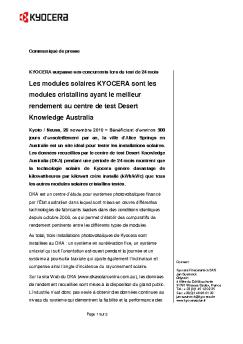 Communiquè de presse (pdf) - Kyocera