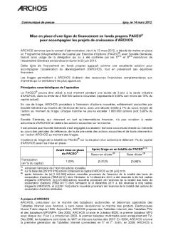 Mise en place d'une ligne de financement en fonds propres PACEO ...