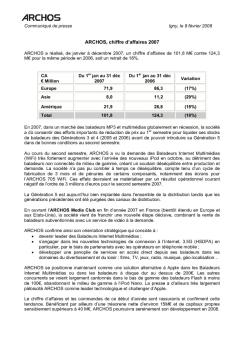 ARCHOS, chiffre d'affaires 2007
