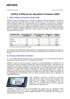 Chiffre d'affaires du deuxième trimestre 2009
