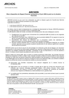 Communiqué de presseIgny le 14-09-2009