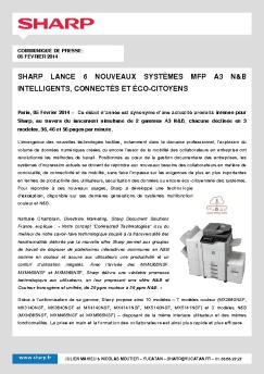 sharp lance 6 nouveaux systèmes mfp a3 n&b intelligents, connectés ...