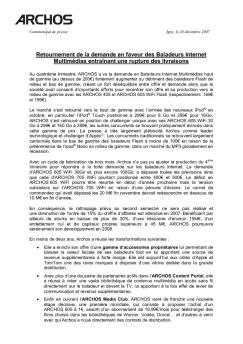 Retournement de la demande en faveur des Baladeurs Internet ...