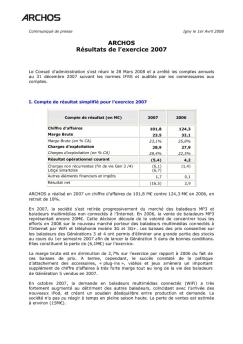 Archos communiqué résultats 2007 010408 def