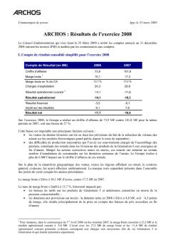 ARCHOS : Résultats de l'exercice 2008