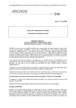 CE COMMUNIQUE NE DOIT PAS ETRE DIFFUSE AUX ETATS ...