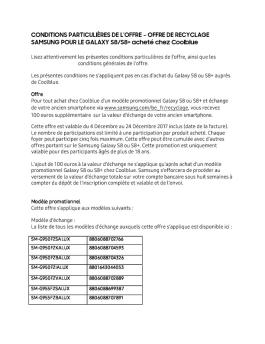 CONDITIONS PARTICULIÈRES DE L'OFFRE – OFFRE DE ... - Samsung