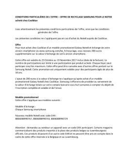 CONDITIONS PARTICULIÈRES DE L'OFFRE - Samsung