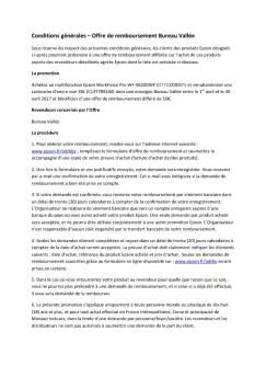 Offre de remboursement Bureau Vallée - Sales Promotions