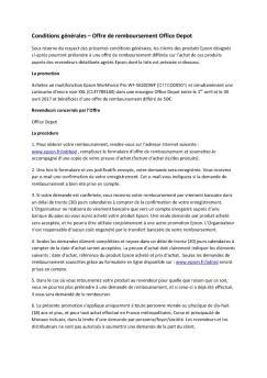 Conditions générales – Offre de remboursement Office Depot - Epson