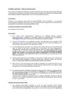conditions de l'offre - Epson