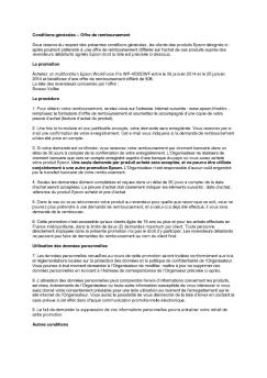 Conditions générales – Offre de remboursement Sous réserve ... - Epson
