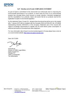 Epson Europe EuP - Standby and off mode Statement