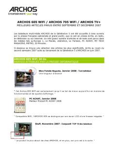 ARCHOS 605 WiFi / ARCHOS 705 WiFi / ARCHOS TV+