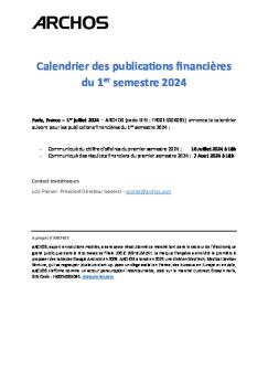Cp Archos  Calendrier Publications 1er Semestre 2024