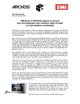 EMI Music et ARCHOS signent un accord pour pré-embarquer des ...