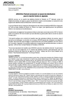 ARCHOS et Pantech annoncent un accord de distribution pour le ...