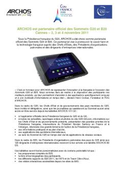ARCHOS est partenaire officiel des Sommets G20 et  B20 Cannes ...