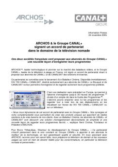 ARCHOS et le Groupe CANAL+ signent un accord de partenariat ...