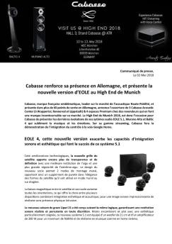 EMBARGO : 28 juillet 2005, 12:00 CET - Cabasse