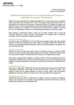 ARCHOS confirme son ambition sur le marché des tablettes et ...