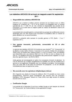 Les tablettes ARCHOS G9 arrivent en magasin avant fin septembre ...