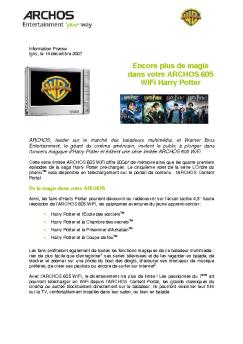 Encore plus de magie dans votre ARCHOS 605 WiFi Harry Potter