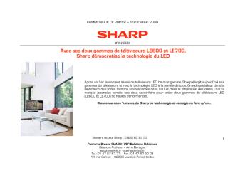 Avec ses deux gammes de téléviseurs LE600 et LE700, Sharp ...