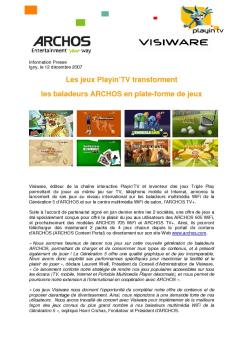 Les jeux Playin'TV transforment les baladeurs ARCHOS en plate ...