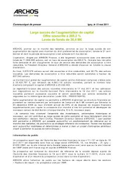 Large succès de l'augmentation de capital Offre souscrite à 285,2 ...