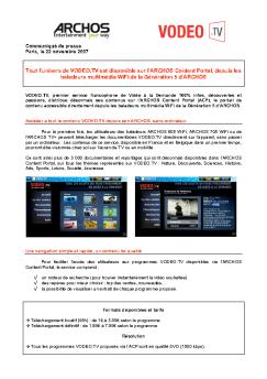 Tout l'univers de VODEO.TV est  disponible sur l'ARCHOS Content ...