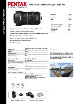 SMC DA 645 25MM F/4 AL [IF] SDM AW - Pentax