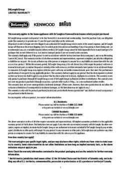 1 This warranty applies to the home appliances ... - De'Longhi