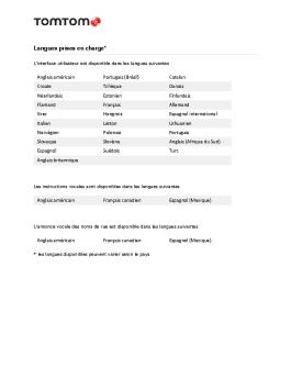 Couverture cartographique et informations complémentaires - TomTom