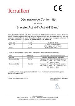 Déclaration de Conformité Bracelet Activi-T (Activi-T Band) - Terraillon