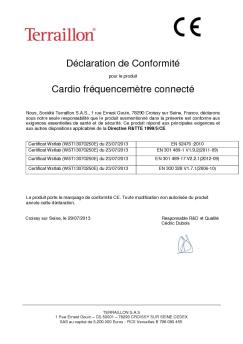 Déclaration de Conformité Cardio fréquencemètre connecté - Terraillon