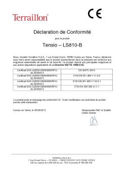 Déclaration de Conformité Tensio – LS810-B - Terraillon
