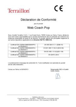 Déclaration de Conformité Web Coach Pop - Terraillon