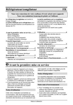 Réfrigérateur/congélateur FR Avant la première mise en service
