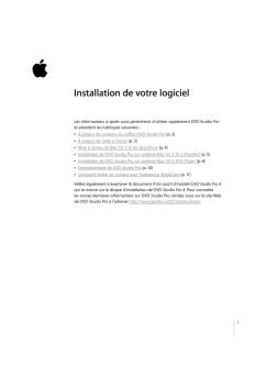 DVD Studio Pro 4 : Installation de votre logiciel - Support