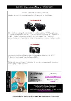 INVITATION au SALON de la PHOTO 2011