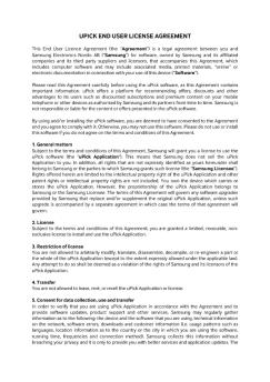 UPICK END USER LICENSE AGREEMENT - Samsung
