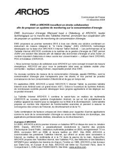 EWE et ARCHOS travaillent en étroite collaboration afin de proposer ...